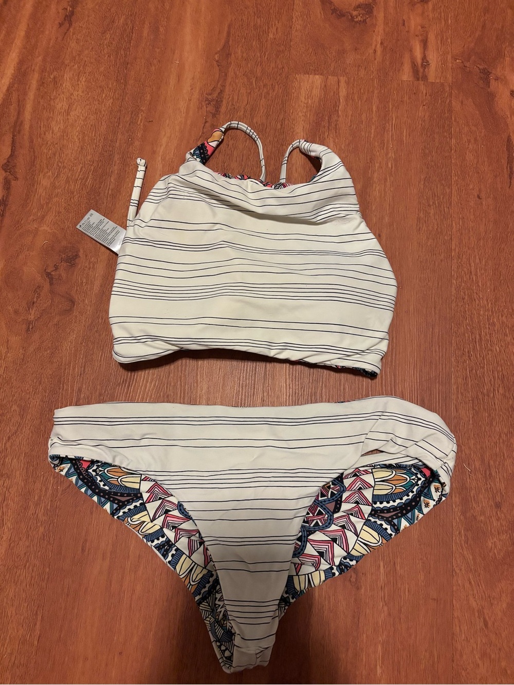 Billa Bong Reversible Cream Striped Two-Piece Swimsuit